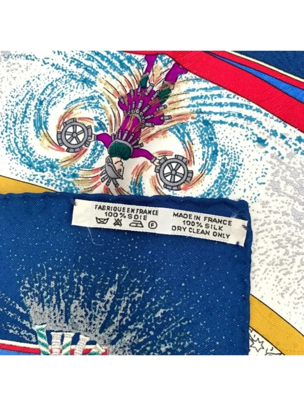 Hermes Carre 90 Feux Dartifice Blue Multicolor Silk Scarf - Picture 7 of 7